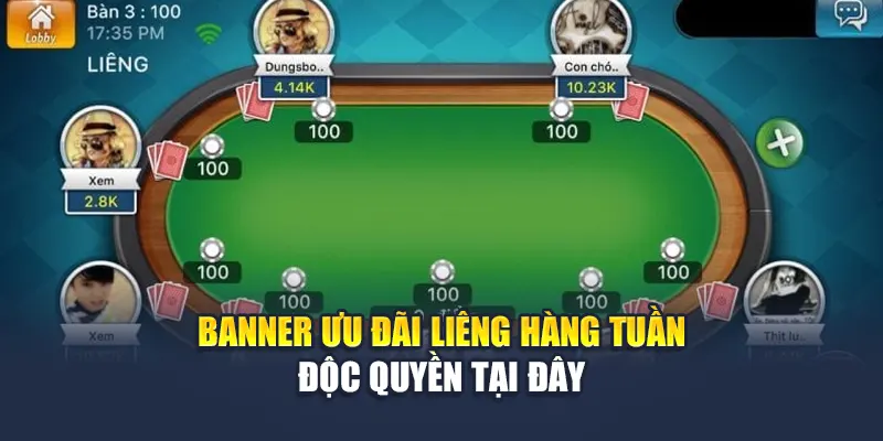 Banner ưu đãi liêng hàng tuần độc quyền tại đây