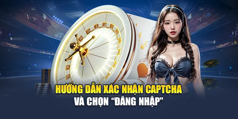 Hướng dẫn xác nhận captcha và chọn “Đăng nhập”